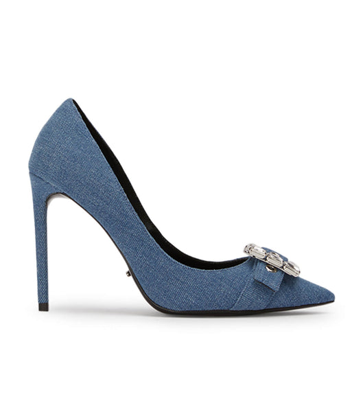 Tony Bianco Abbey Washed Denim 10.5cm Bling Heels Blue | MYCVG99442