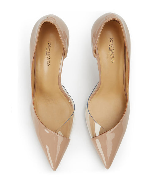 Tony Bianco Adore Coco Patent/Clear Vinylite 10.5cm Court Shoes Beige | FMYHY71797