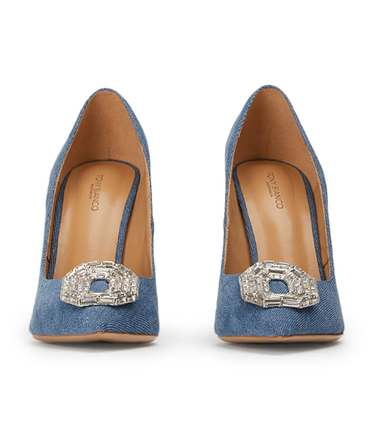 Tony Bianco Alison Washed Denim 10.5cm Bling Heels Blue | DMYKV15149