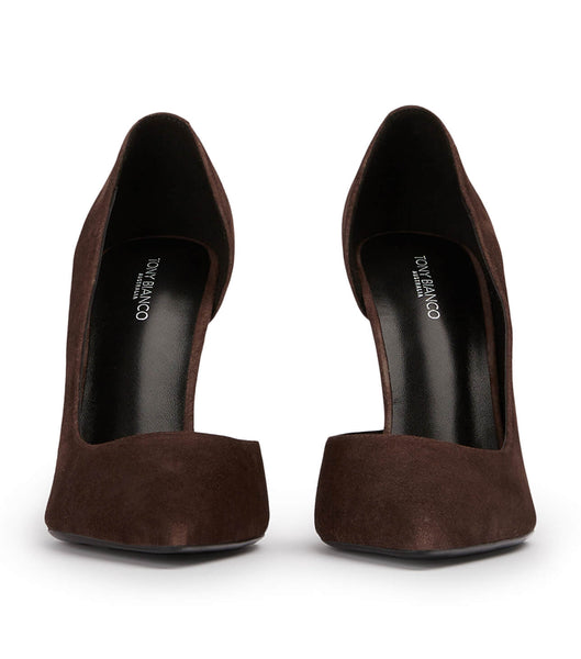 Tony Bianco Alyx Espresso Suede 10.5cm Event Heels Chocolate | ZMYMJ84503