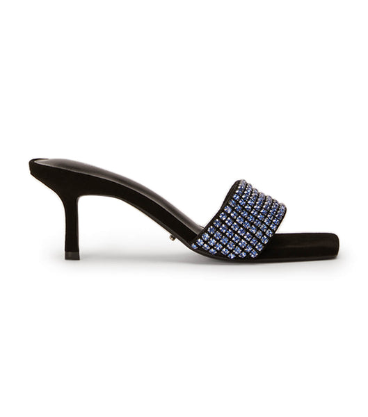 Tony Bianco Amos Blue Crystal/Black Suede 6.5cm Low Heels Blue / Black | BMYSD69318