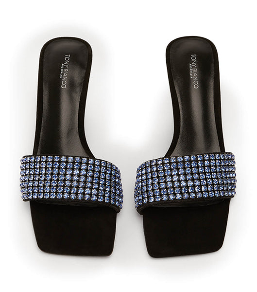 Tony Bianco Amos Blue Crystal/Black Suede 6.5cm Stiletto Heels Blue / Black | DMYVO40647