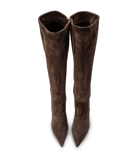 Tony Bianco Apollo Espresso Suede 10.5cm Knee High Boots Chocolate | GMYEC89339