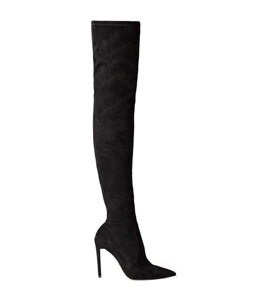 Tony Bianco Avah Black Stretch Suede 10.5cm Heeled Boots Black | FMYHY51169