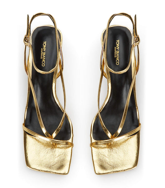 Tony Bianco Avi Gold Foil 6.5cm Strappy Heels Gold | MYZDE24133