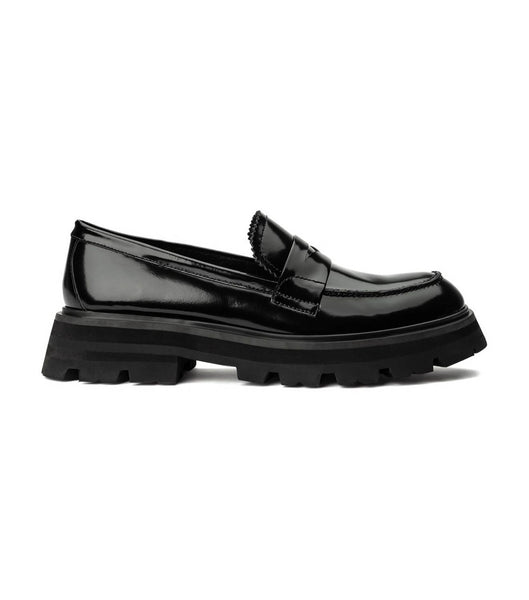 Tony Bianco Axell Black Hi Shine 4.5cm Loafers Black | YMYVQ56821