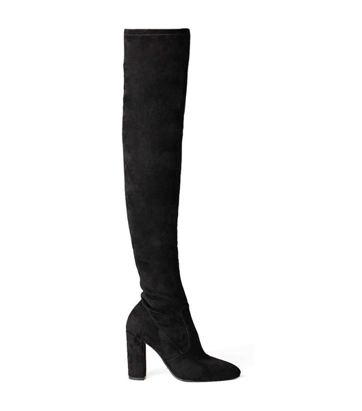 Tony Bianco Bloom Black Stretch Suede 9.5cm Heeled Boots Black | DMYVO95254