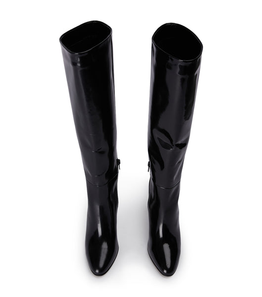 Tony Bianco Boss Black Hi Shine 9.5cm Heeled Boots Black | PMYER26492