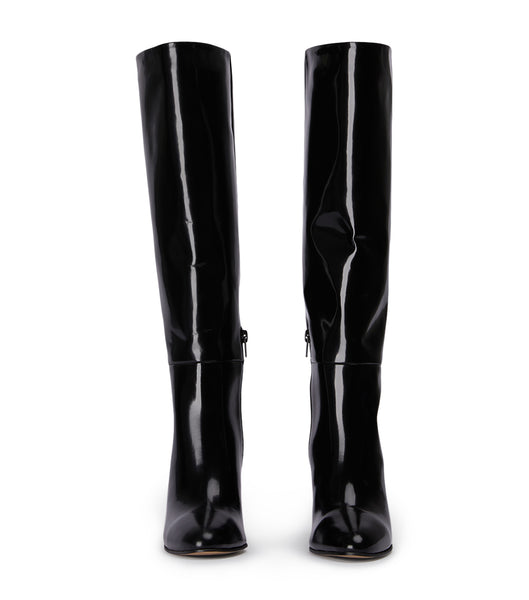 Tony Bianco Boss Black Hi Shine 9.5cm Heeled Boots Black | PMYER26492