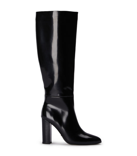 Tony Bianco Boss Black Hi Shine 9.5cm Knee High Boots Black | YMYVQ20853