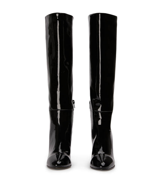 Tony Bianco Boss Black Patent 9.5cm Heeled Boots Black | SMYNY43671