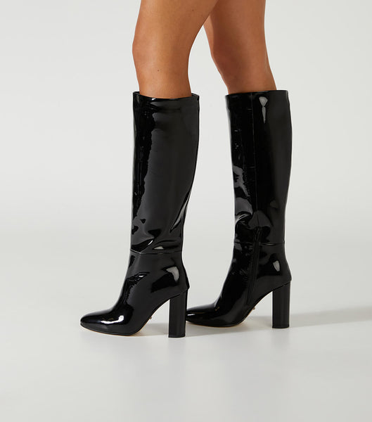 Tony Bianco Boss Black Patent 9.5cm Knee High Boots Black | PMYER70021