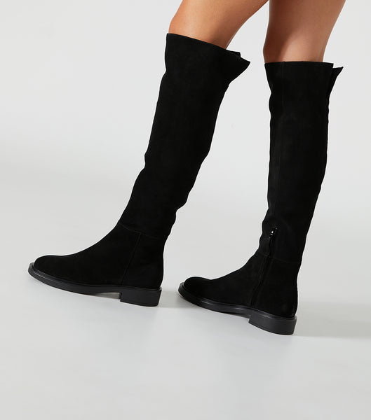 Tony Bianco Chasey Black Suede 4.5cm Knee High Boots Black | GMYUC41487