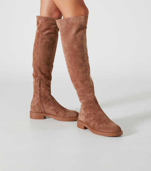 Tony Bianco Chasey Saddle Suede 4.5cm Knee High Boots Brown | QMYUV94369