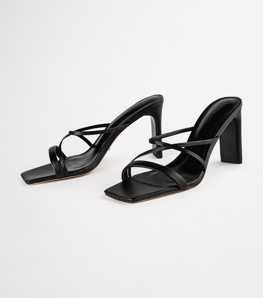 Tony Bianco Classic Black Nappa 8.5cm Strappy Heels Black | MYDYB46649