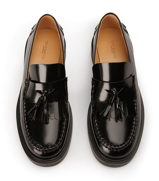 Tony Bianco Colt Black Hi Shine 4.5cm Loafers Black | YMYVQ17889