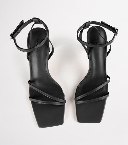 Tony Bianco Corso Black Nappa 8.5cm Strappy Heels Black | XMYGW23014