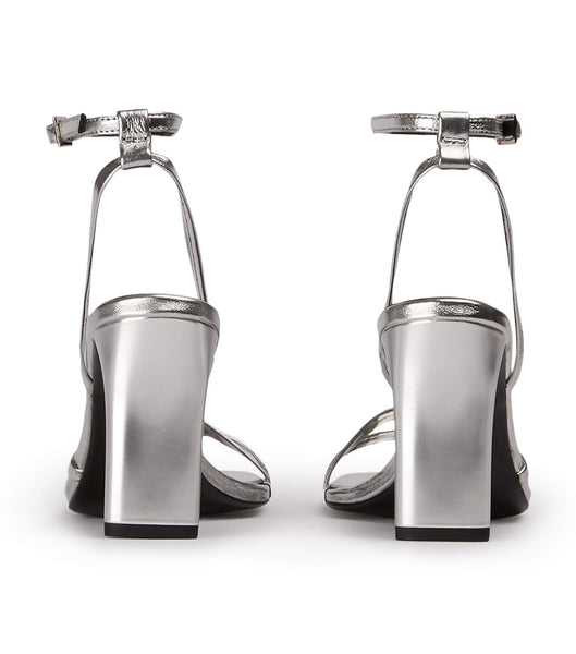 Tony Bianco Corso Silver Foil 8.5cm Block Heels Silver | MYQAV50686