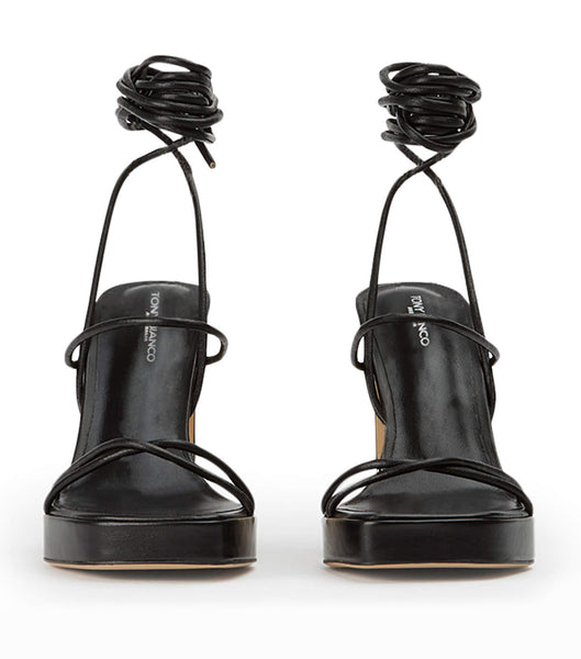 Tony Bianco Deon Black Nappa 11.5cm Strappy Heels Black | TMYWZ75649