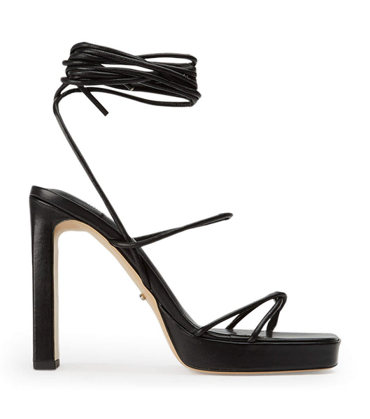 Tony Bianco Deon Black Nappa 11.5cm Strappy Heels Black | TMYWZ75649