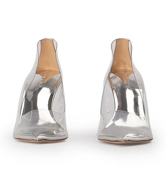 Tony Bianco Dolly Clear Vinylite/Silver 9.5cm Court Shoes Silver | AMYWC19033