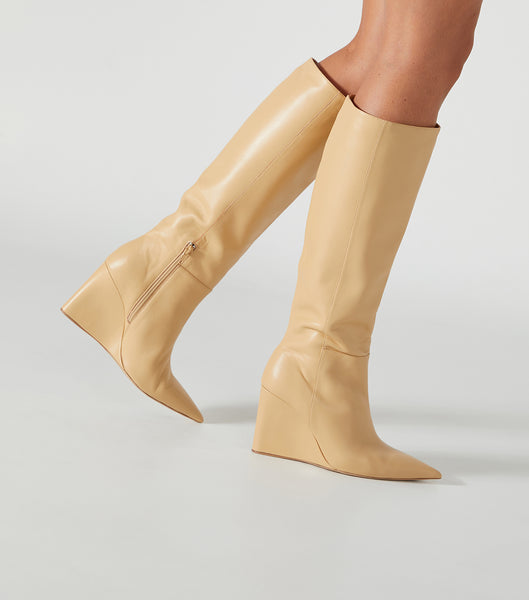 Tony Bianco Drake Butter Nappa 9.5cm Heeled Boots Yellow | DMYVO55147