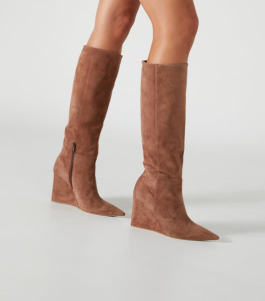 Tony Bianco Drake Saddle Suede 9.5cm Mid Calf Boots Brown | BMYSO90517