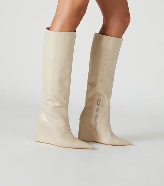 Tony Bianco Drake Vanilla Capretto 9.5cm Mid Calf Boots Light Yellow | MYDFL14254