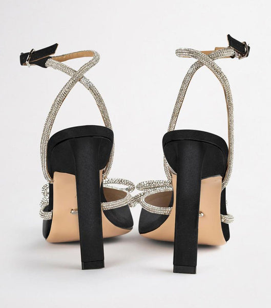 Tony Bianco Elsie Black Satin 10.5cm Bridal Heels Black | MYNEJ38021