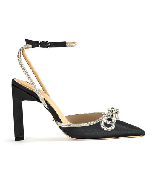 Tony Bianco Elsie Black Satin 10.5cm Bridal Heels Black | MYNEJ38021