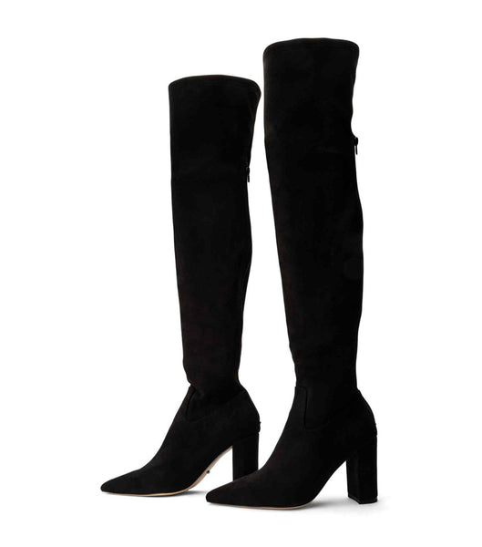 Tony Bianco Estella Black Stretch Suede 8.5cm Heeled Boots Black | TMYPQ37085