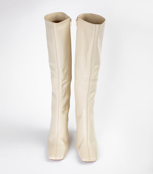 Tony Bianco Fantasy Vanilla Nappa 8cm Knee High Boots Light Yellow | ZMYNQ93645