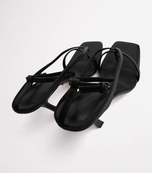 Tony Bianco Faythe Black Kid 10.5cm Thong Sandals Black | LMYSX31702