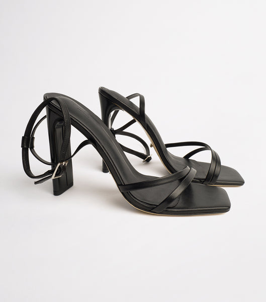 Tony Bianco Fiance Black Kid 11cm Strappy Heels Black | AMYDF52451