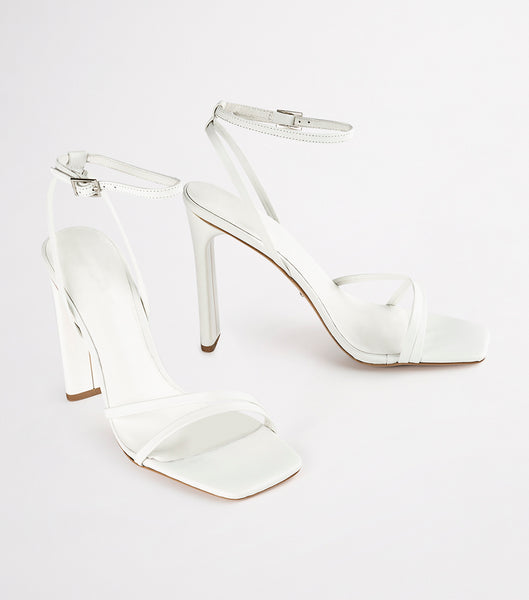 Tony Bianco Fiance Milk Capretto 11cm Strappy Heels White | AMYWC52876