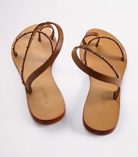 Tony Bianco Finola Tan 1cm Flat Sandals Brown | SMYVO32802