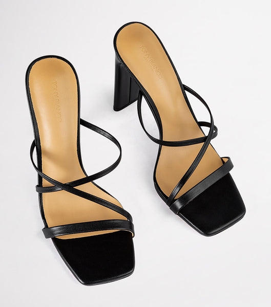 Tony Bianco Fior Black Kid 11cm Strappy Heels Black | LMYSX12222