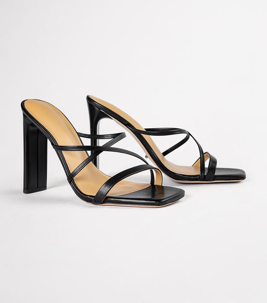 Tony Bianco Fior Black Kid 11cm Strappy Heels Black | LMYSX12222