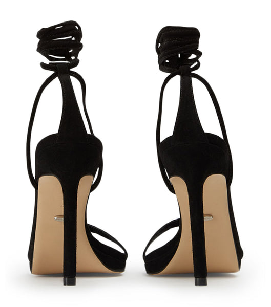 Tony Bianco Fleur Black Suede 11cm Strappy Heels Black | MYJZR48326