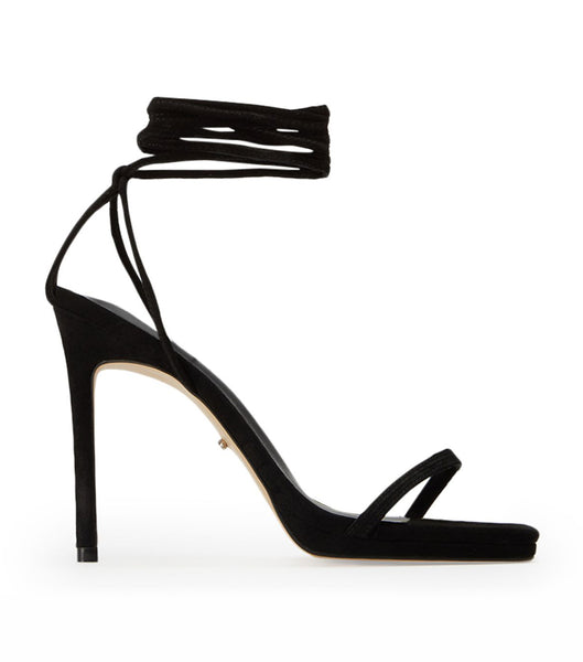 Tony Bianco Fleur Black Suede 11cm Strappy Heels Black | MYJZR48326