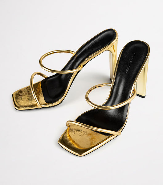 Tony Bianco Florence Gold Foil 11cm Block Heels Gold | SMYNY31641