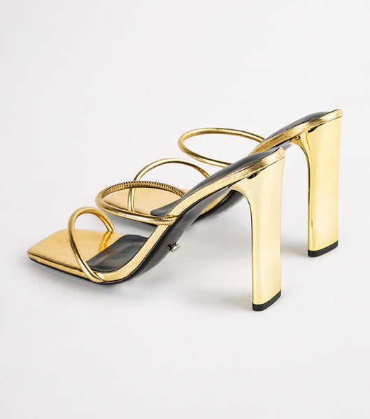 Tony Bianco Florence Gold Foil 11cm Block Heels Gold | SMYNY31641