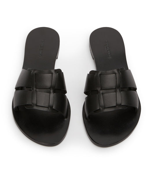 Tony Bianco Force Black 1cm Flat Sandals Black | MYDYB29755