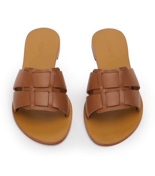 Tony Bianco Force Tan 1cm Flat Sandals Brown | MYCVG12956