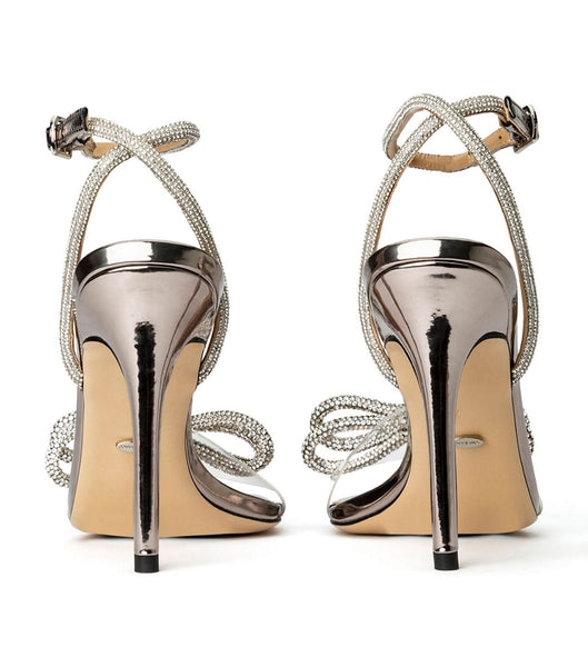 Tony Bianco Franz Gunmetal Shine 10.5cm Strappy Heels Grey | MYDFL21687