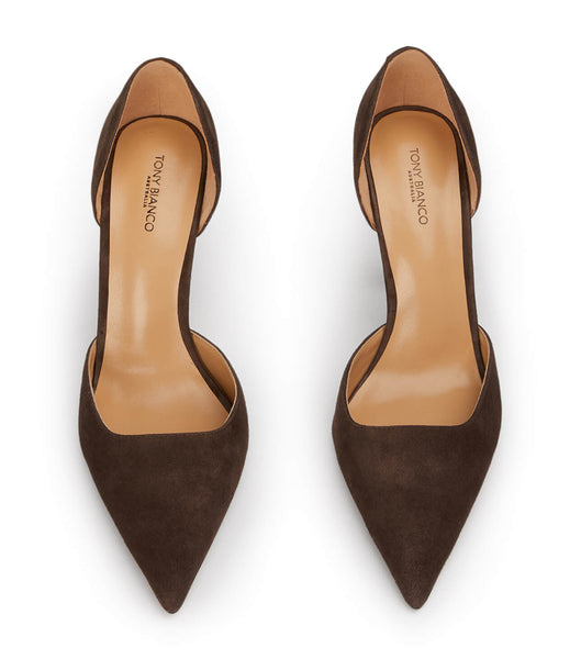 Tony Bianco Gala Espresso Suede 10cm Court Shoes Brown | GMYEC33396