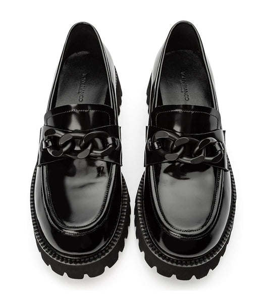 Tony Bianco Georgi Black Hi Shine 4cm Loafers Black | MYZPD14566