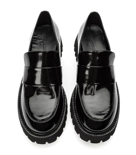 Tony Bianco Gisele Black Hi Shine 4cm Loafers Black | MYZDE59870