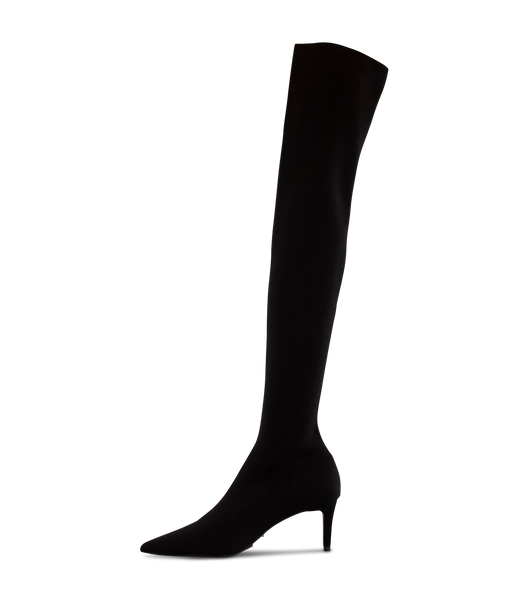 Tony Bianco Gracie Black Sock Knit 6.5cm Stiletto Boots Black | MMYFT94204