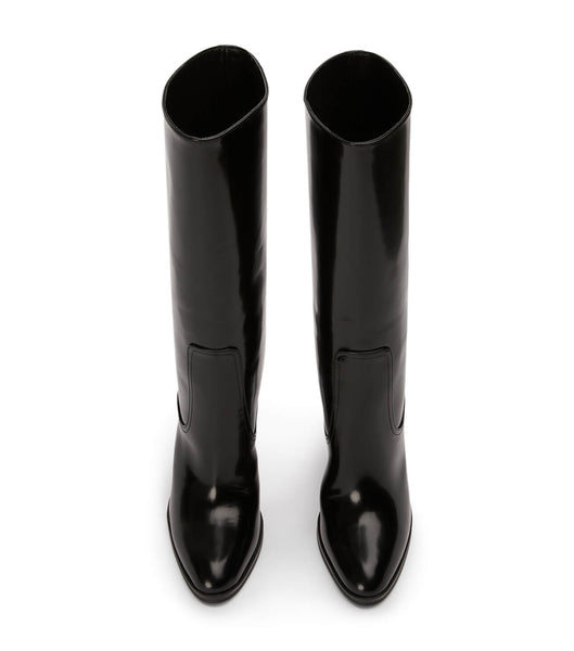 Tony Bianco Hadley Black Hi Shine 10.5cm Knee High Boots Black | MYCIF69332